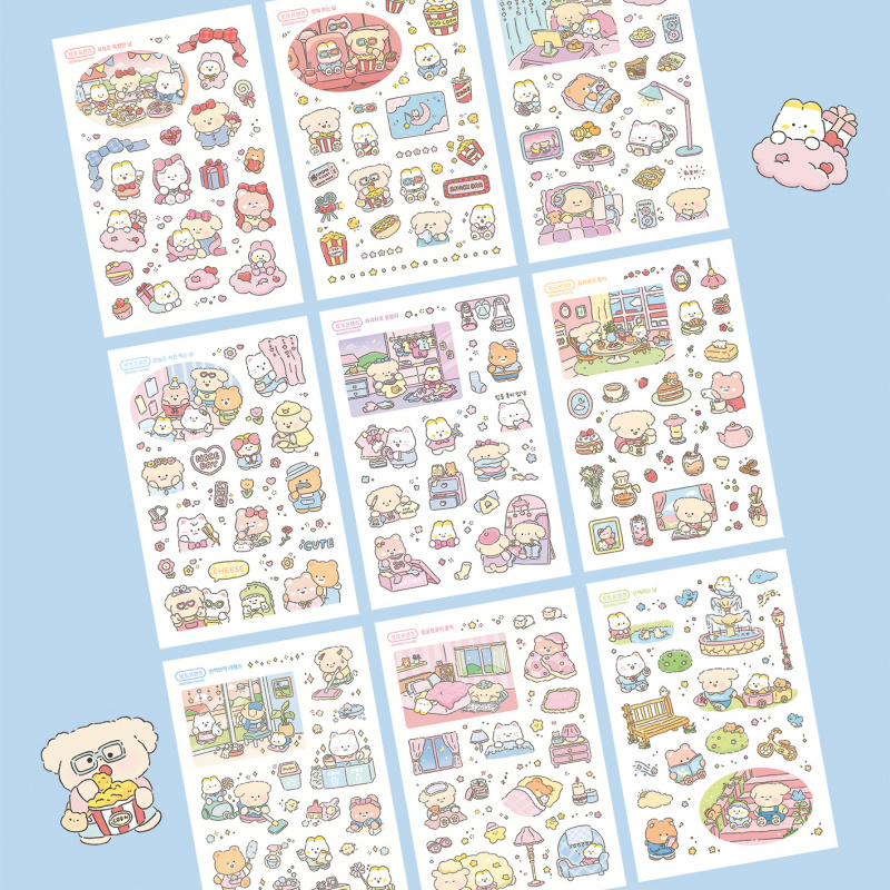 Meal Prep Notebook - Cute Cartoon Animal Bear Stickers Handbook