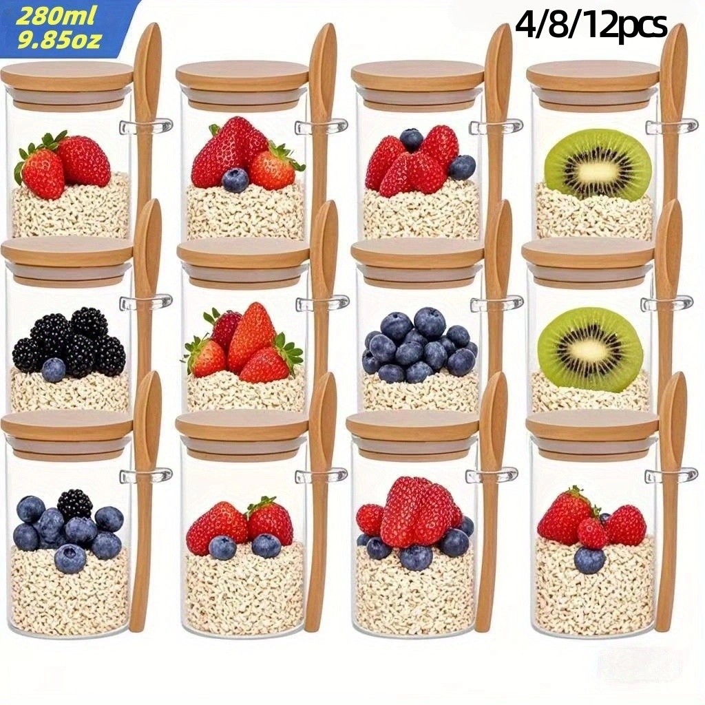 4/8/12Pcs, Oatmeal Breakfast C - Meal Prep Oatmeal Jars ulasan dan harga