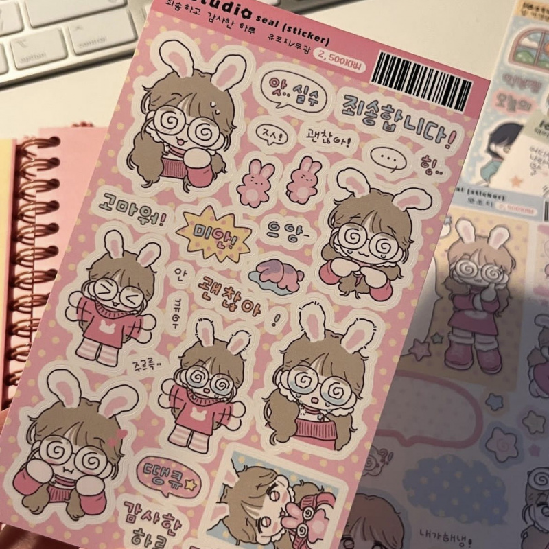 Korean Cute Cartoon Girl Stick - Meal Prep Notebook ulasan dan harga