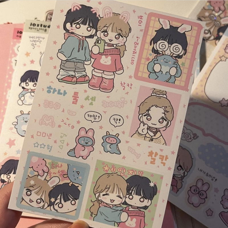 Korean Cute Cartoon Girl Stick - Meal Prep Notebook ulasan dan harga