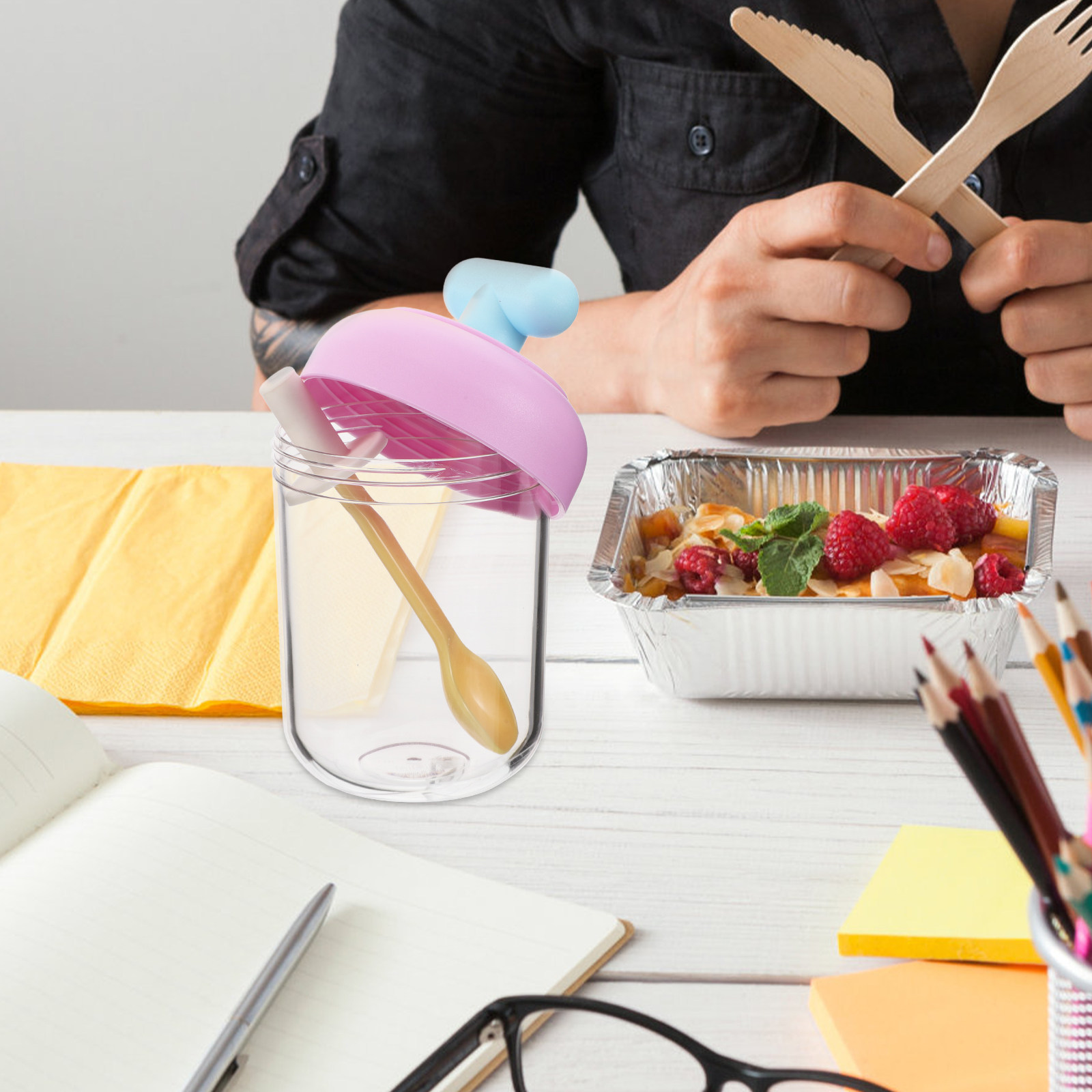 Portable Double-Layer Salad Cu - Meal Prep Oatmeal Jars ulasan dan harga