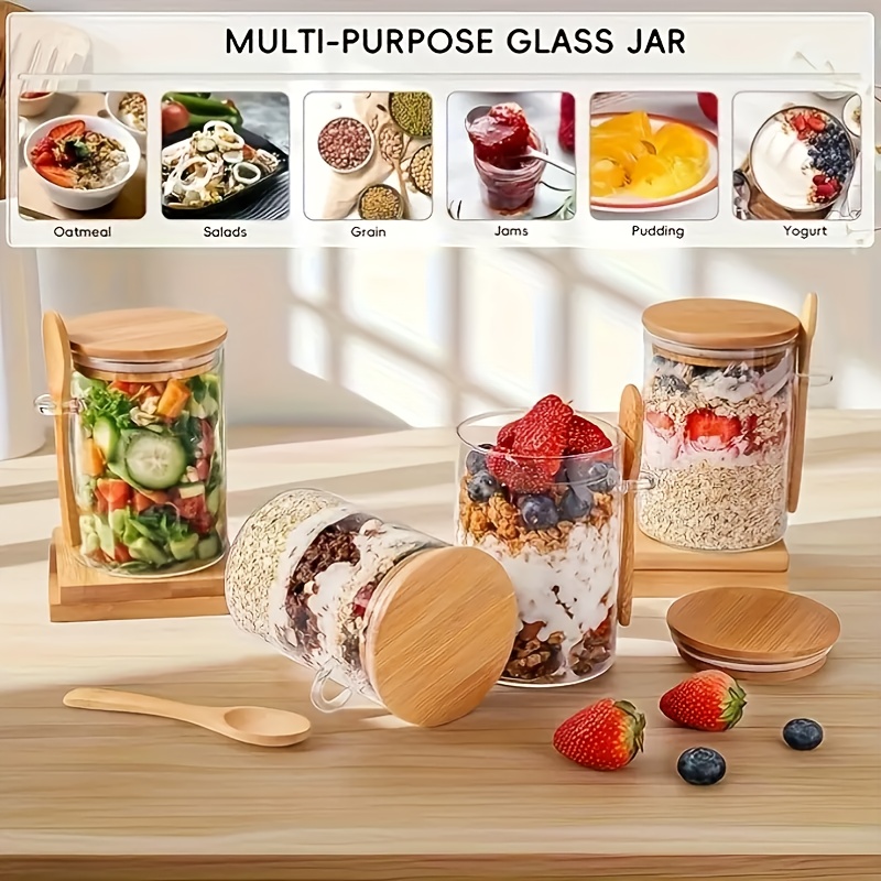 1/2/4/8Pcs Oatmeal Glass Cup S - Meal Prep Oatmeal Jars ulasan dan harga